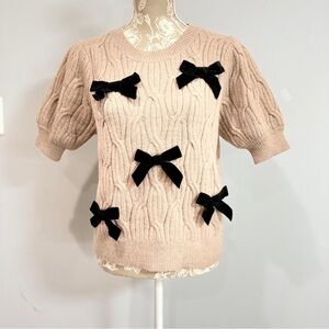 Entro Beige Sweater with Black Bows